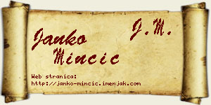 Janko Minčić vizit kartica